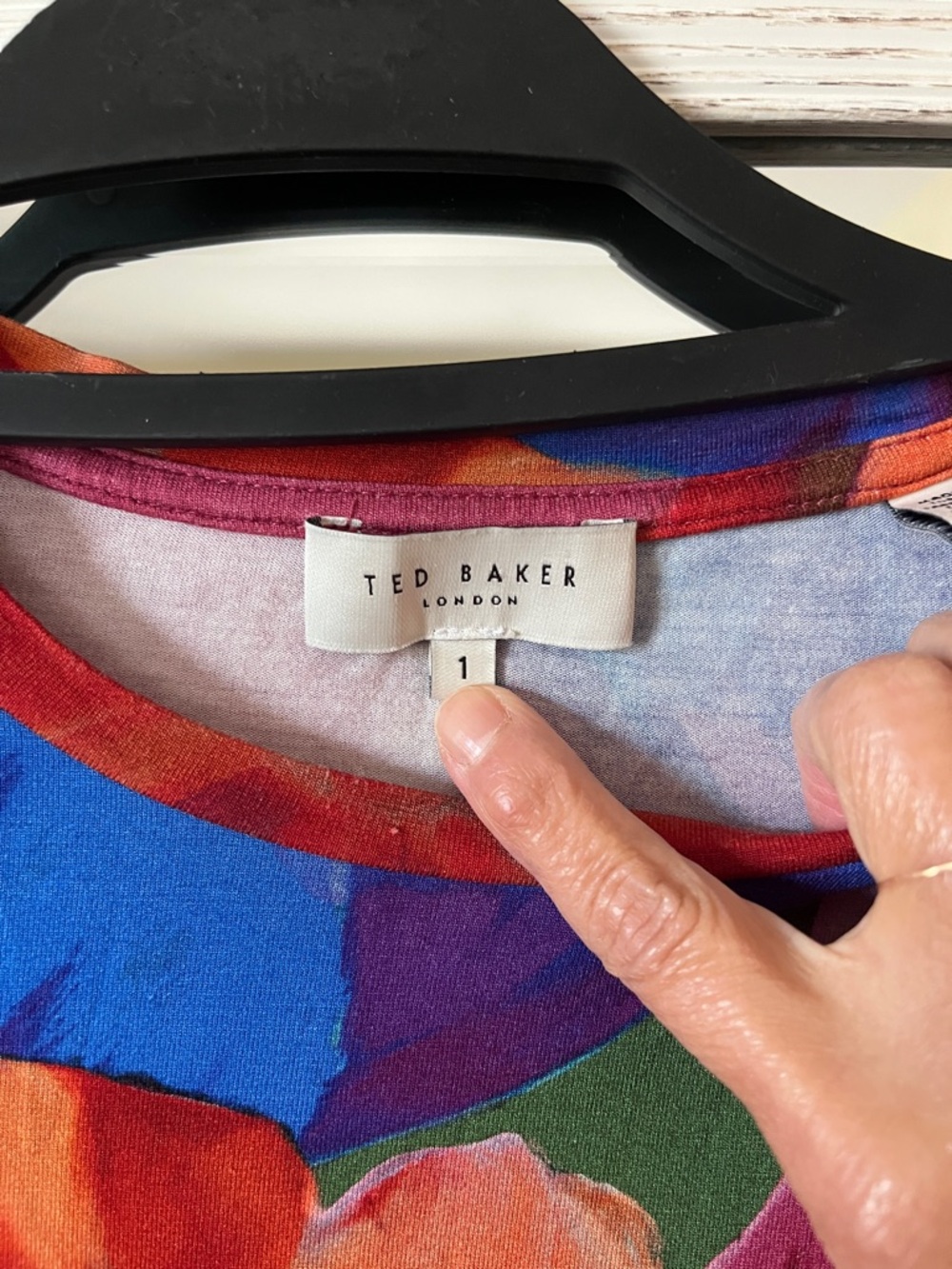 Ted Baker Bold Floral Short Sleeve Tee in Red, Pink & Blue - Picture 2 of 2